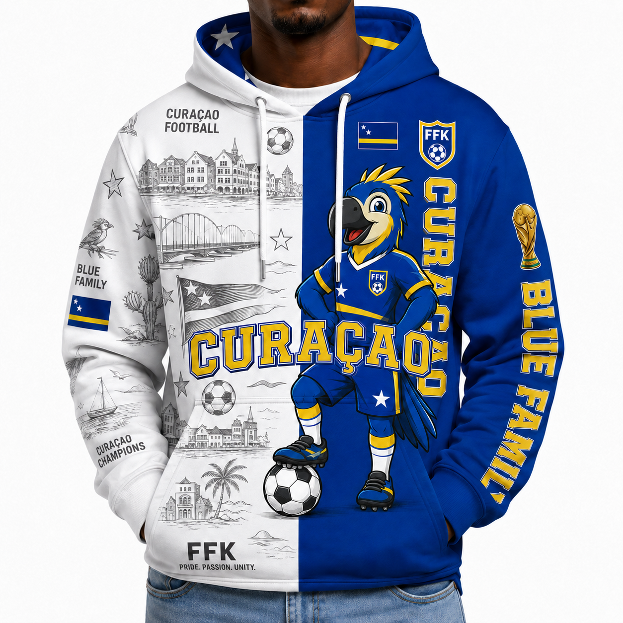 Curaçao Football Themed All Over Printed Hoodie
