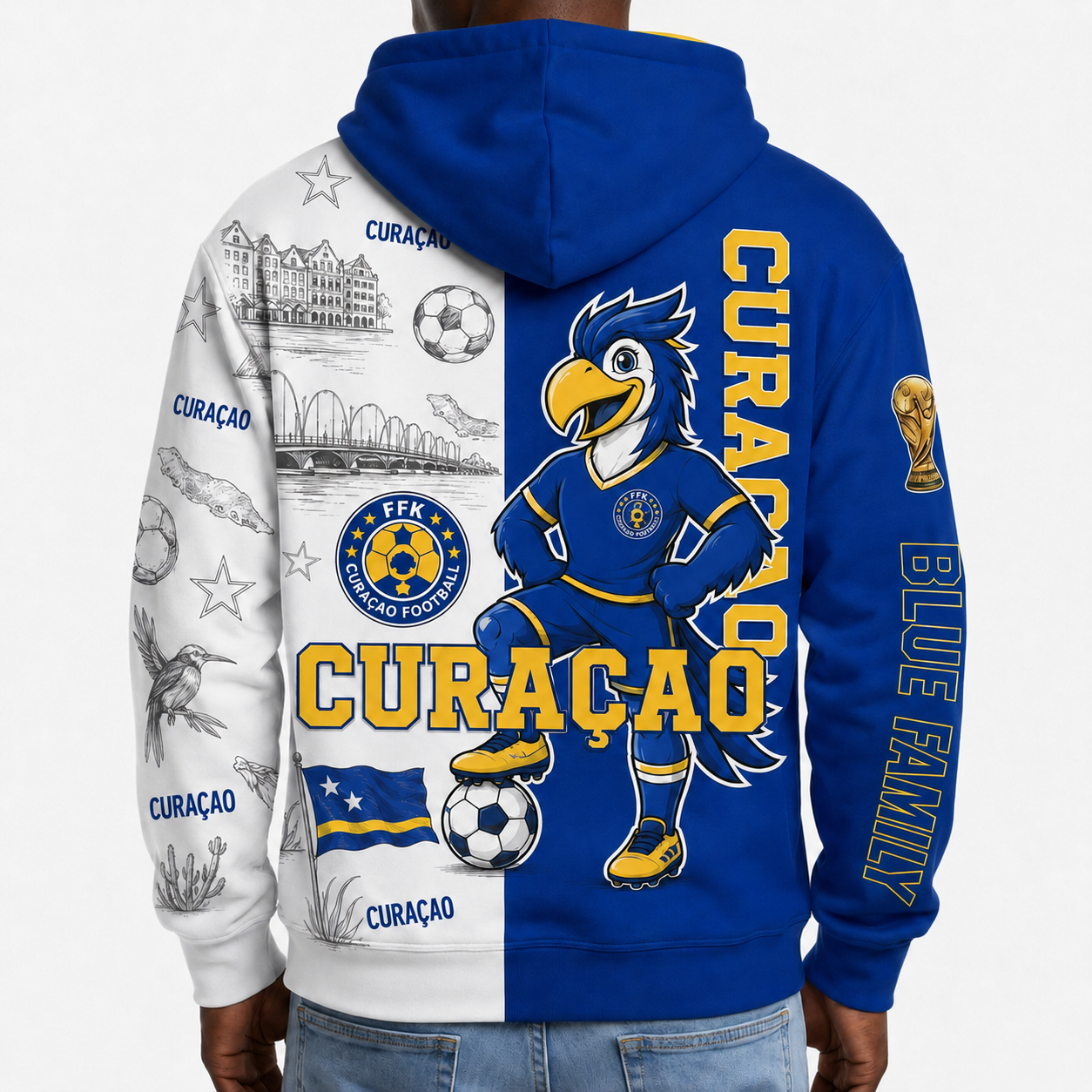 Curaçao Football Themed All Over Printed Hoodie