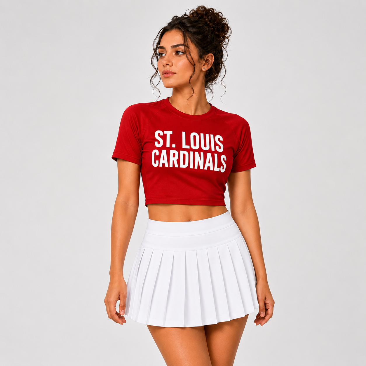 St. Louis Cardinals Baseball Team Printed Two Piece Top And Skirt Set For Women