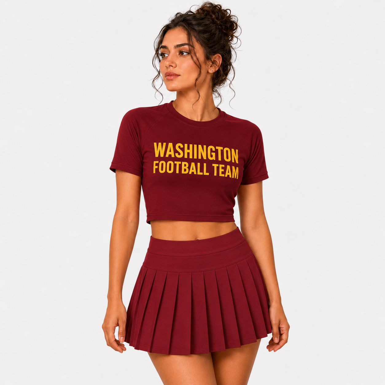 Washington Football Team Printed Two Piece Top And Skirt Set For Women