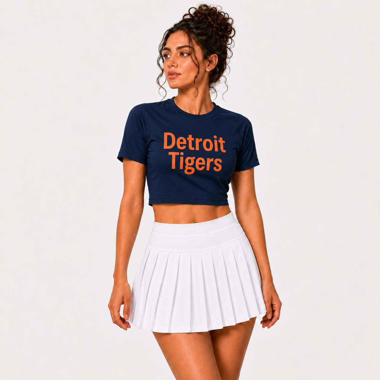 Detroit Tigers Baseball Team Printed Two Piece Top And Skirt Set For Women