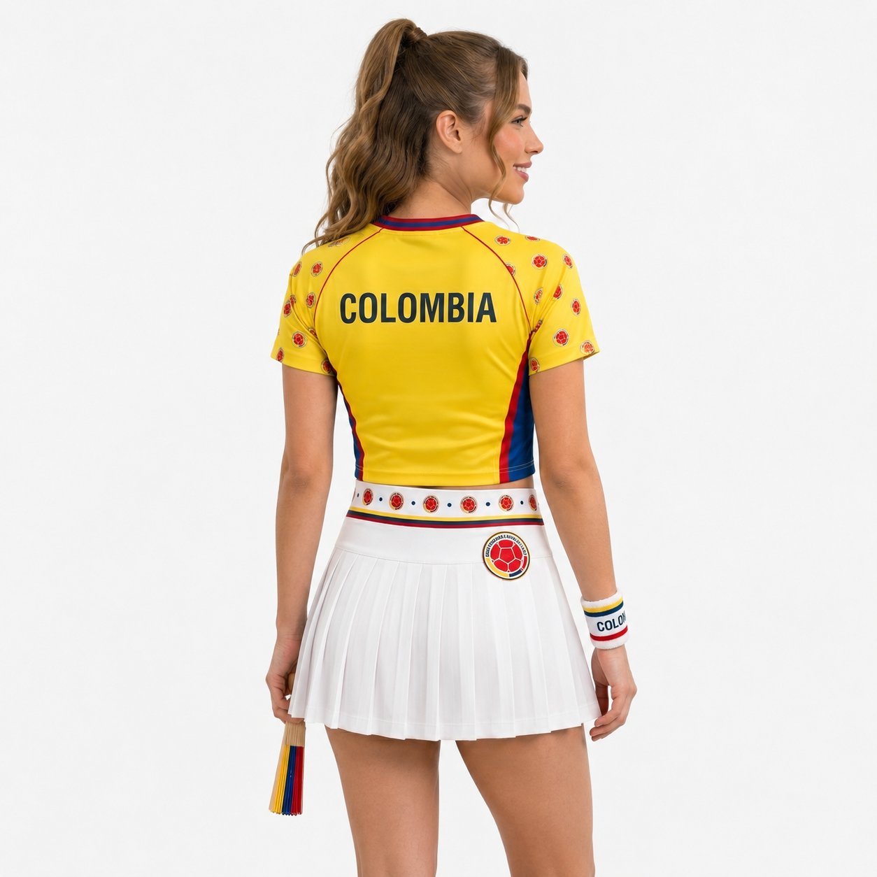 FIFA 2026 Colombia Football Themed Two Piece Skirt Set For Women