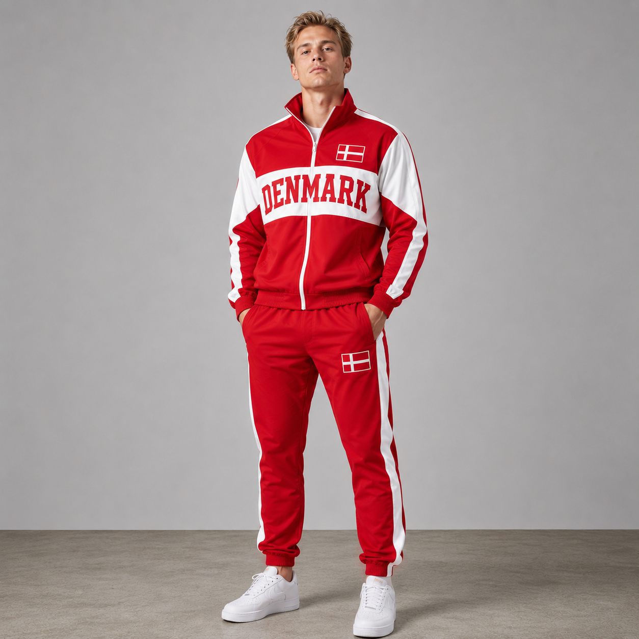 World Cup 2026 Themed Denmark Football Fan Sweatshirt And Jogger Set