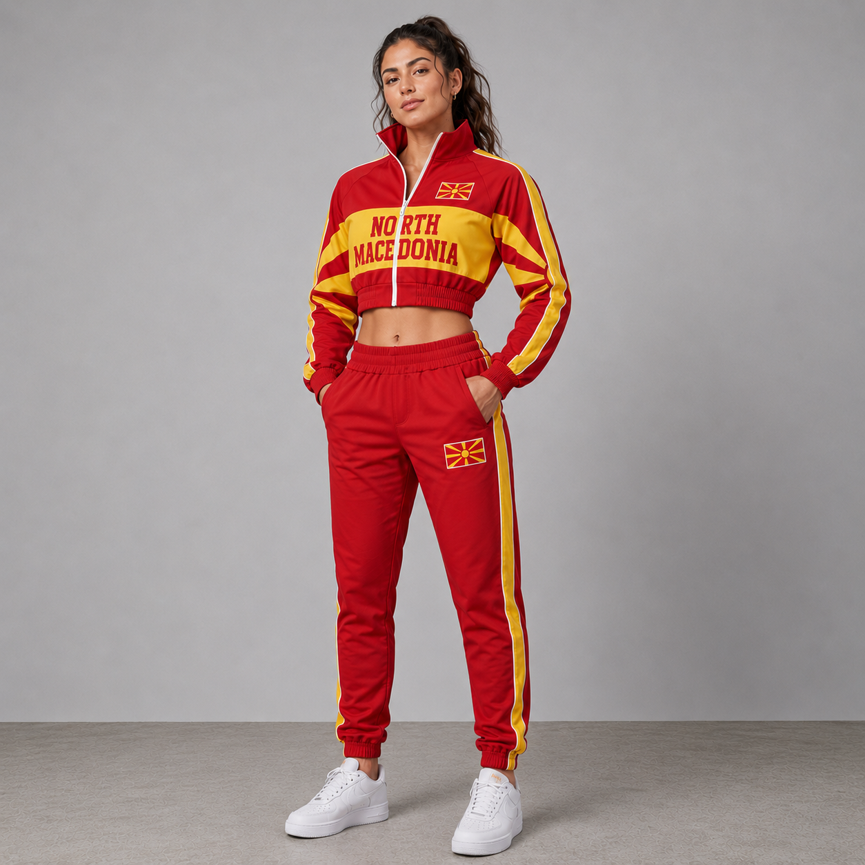 World Cup 2026 Themed North Macedonia Football Fan Sweatshirt And Jogger Set