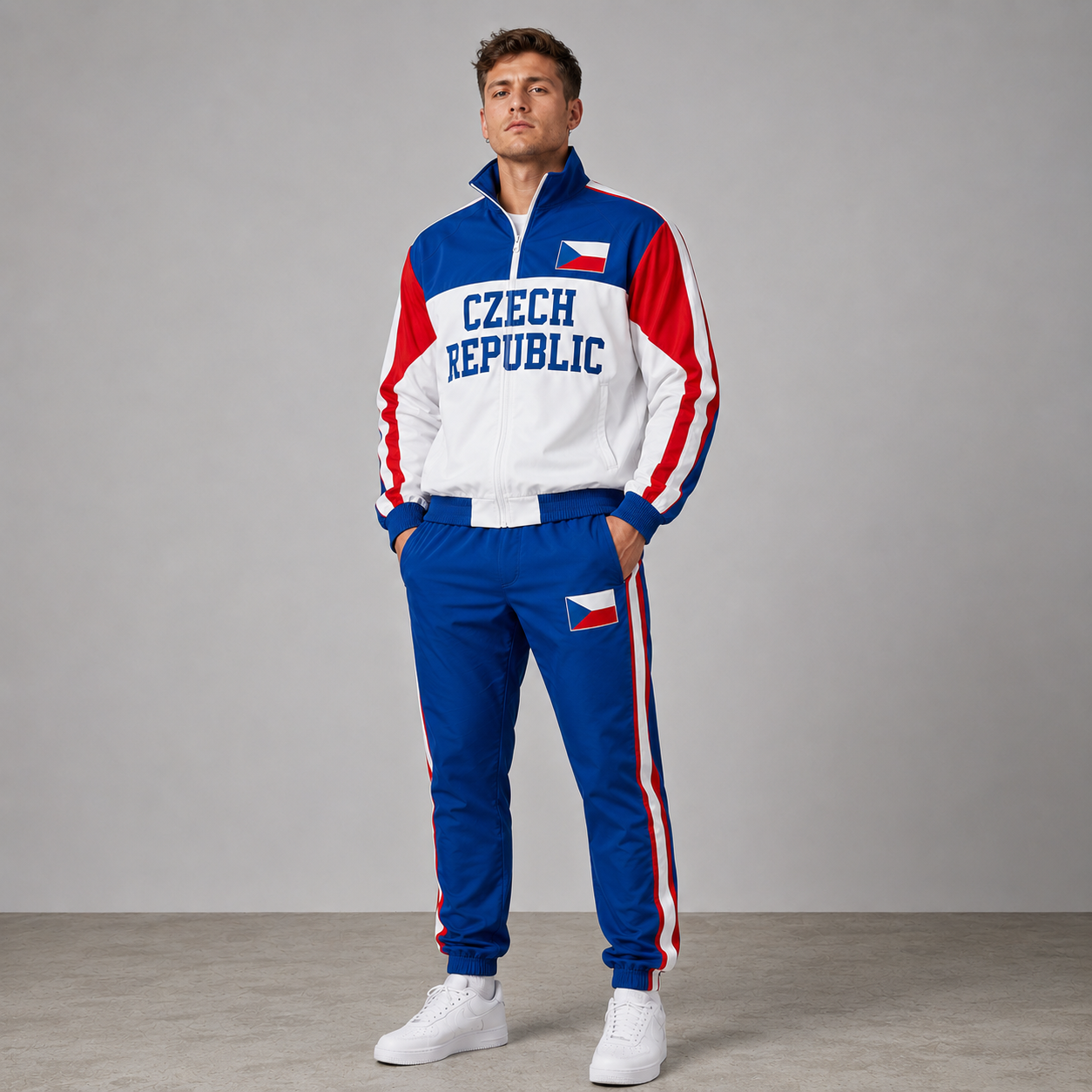 World Cup 2026 Themed Czech Republic Football Fan Sweatshirt And Jogger Set
