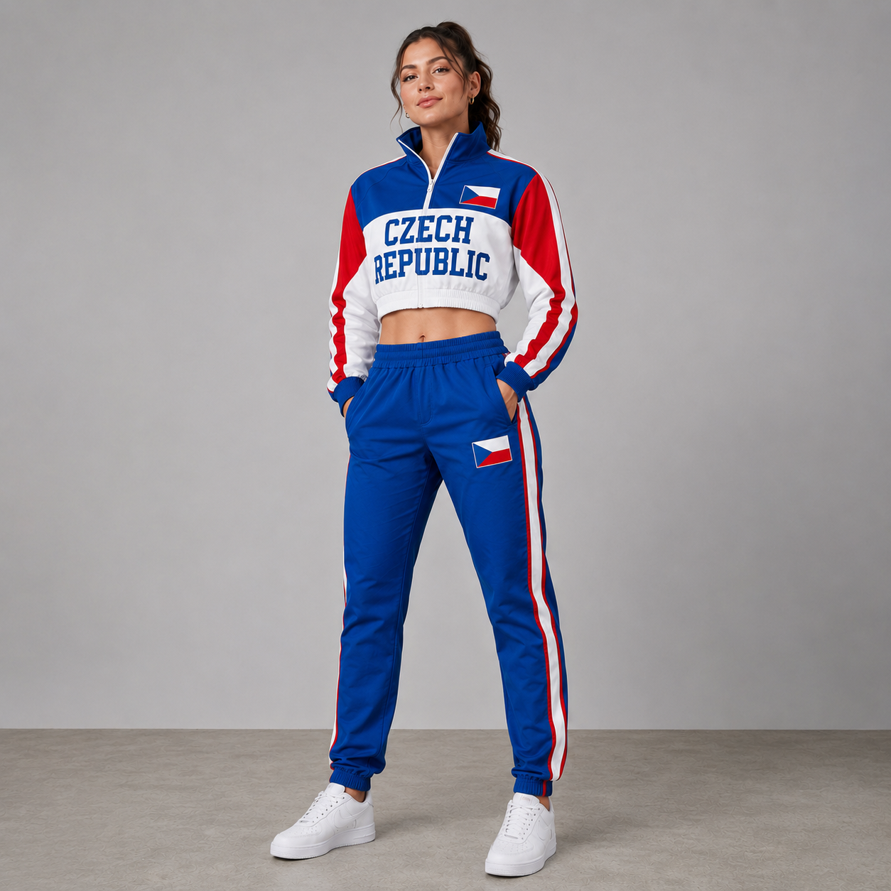 World Cup 2026 Themed Czech Republic Football Fan Sweatshirt And Jogger Set