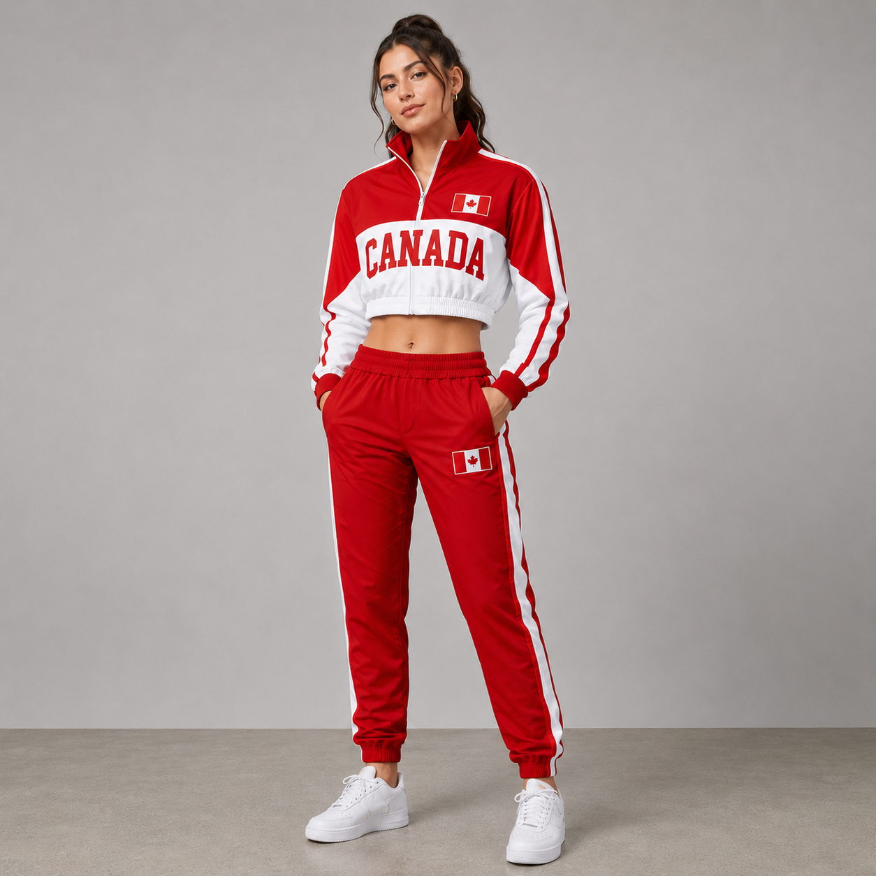 World Cup 2026 Themed Canada Football Fan Sweatshirt And Jogger Set