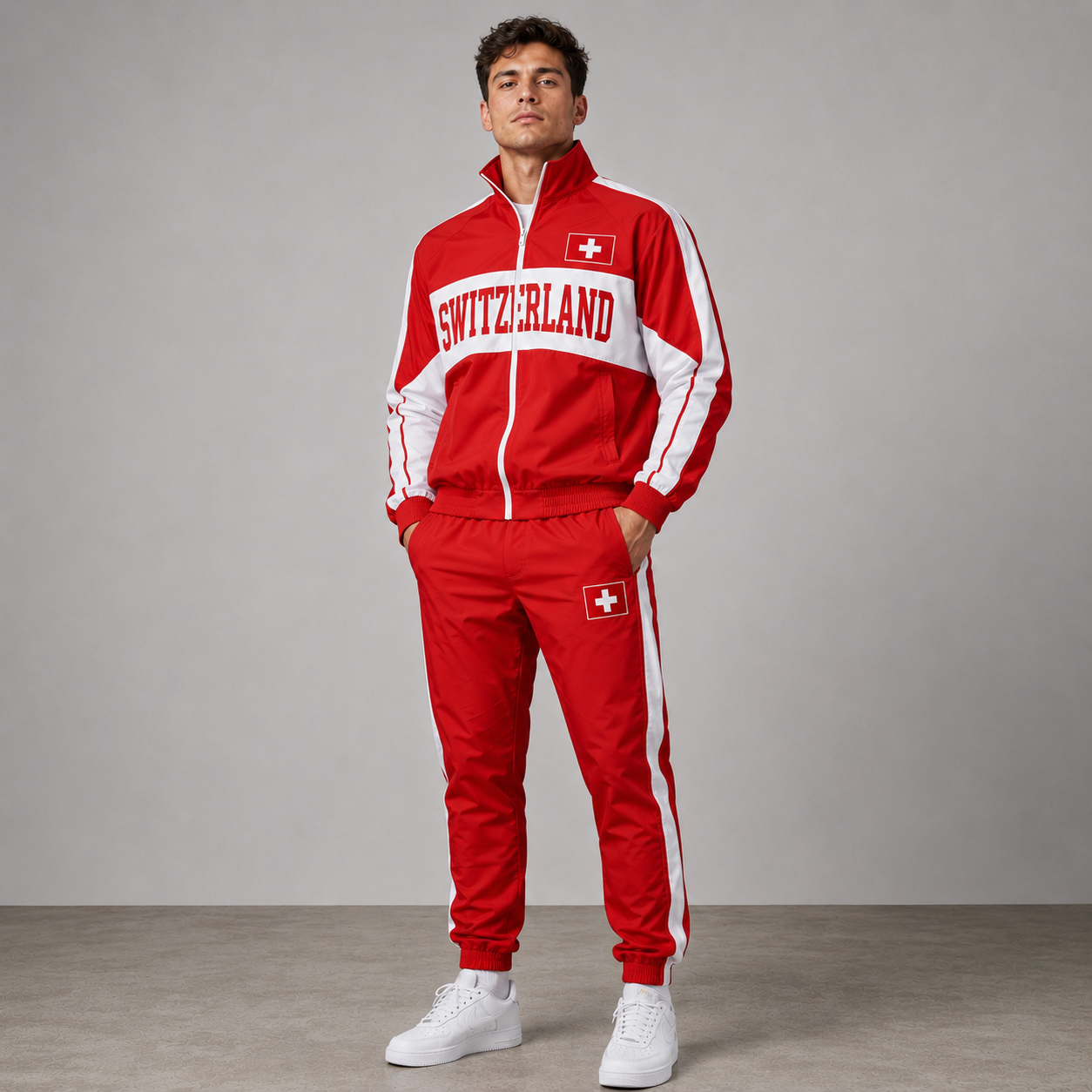 World Cup 2026 Themed Switzerland Football Fan Sweatshirt And Jogger Set