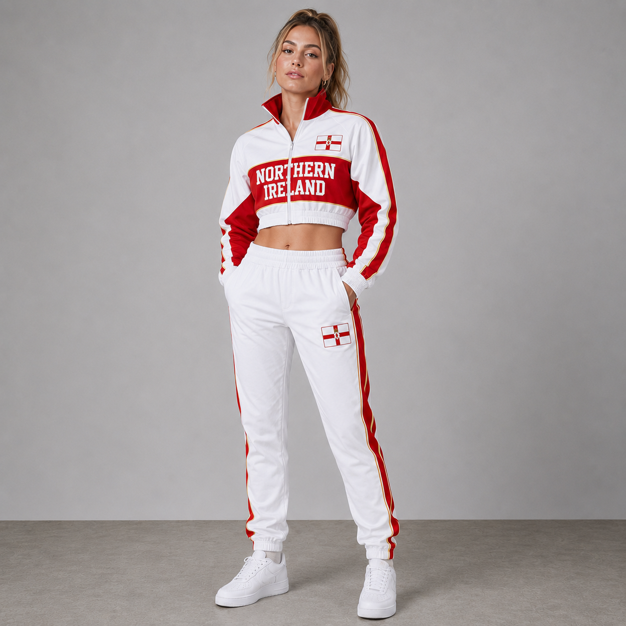 World Cup 2026 Themed Northern Ireland Football Fan Sweatshirt And Jogger Set