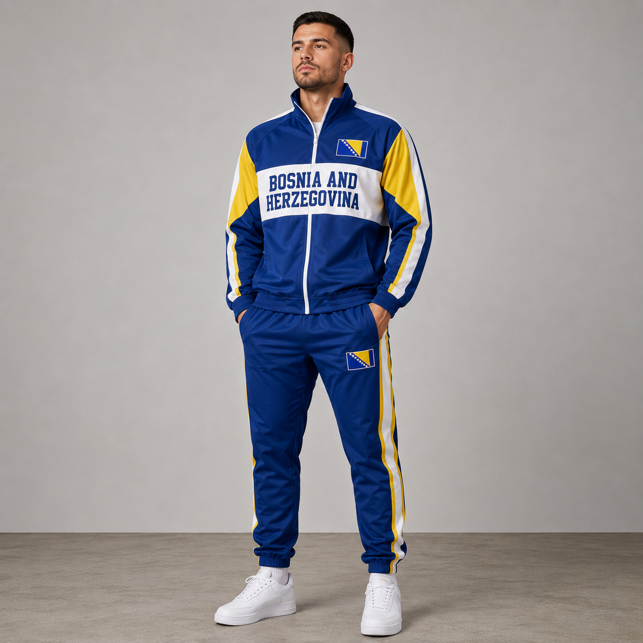 World Cup 2026 Themed Bosnia and Herzegovina Football Fan Sweatshirt And Jogger Set