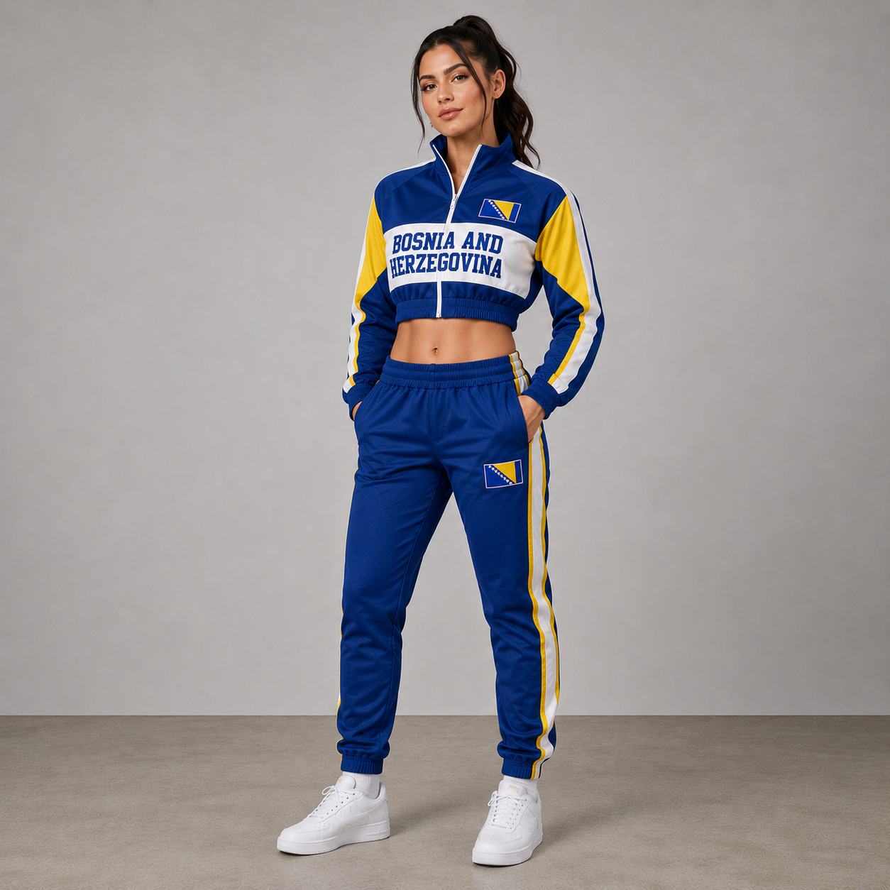 World Cup 2026 Themed Bosnia and Herzegovina Football Fan Sweatshirt And Jogger Set