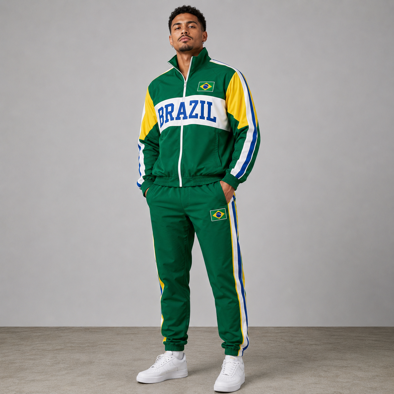 World Cup 2026 Themed Brazil Football Fan Sweatshirt And Jogger Set