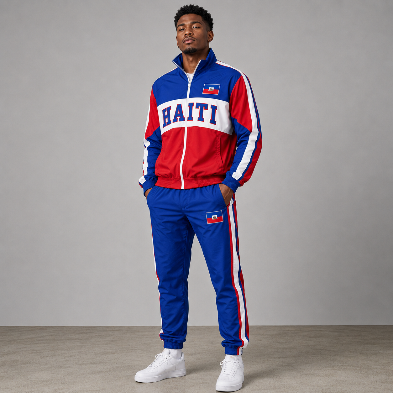World Cup 2026 Themed Haiti Football Fan Sweatshirt And Jogger Set