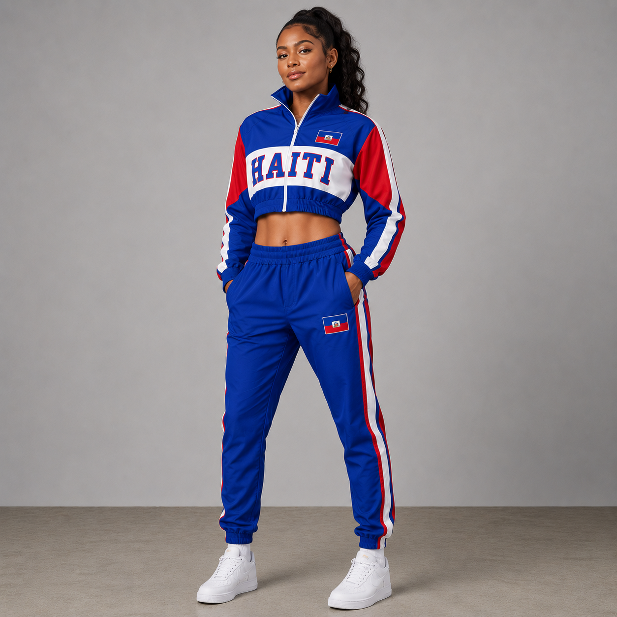 World Cup 2026 Themed Haiti Football Fan Sweatshirt And Jogger Set
