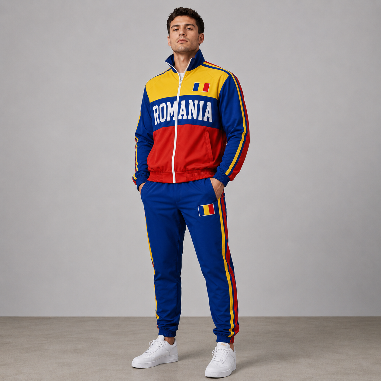 World Cup 2026 Themed Romania Football Fan Sweatshirt And Jogger Set