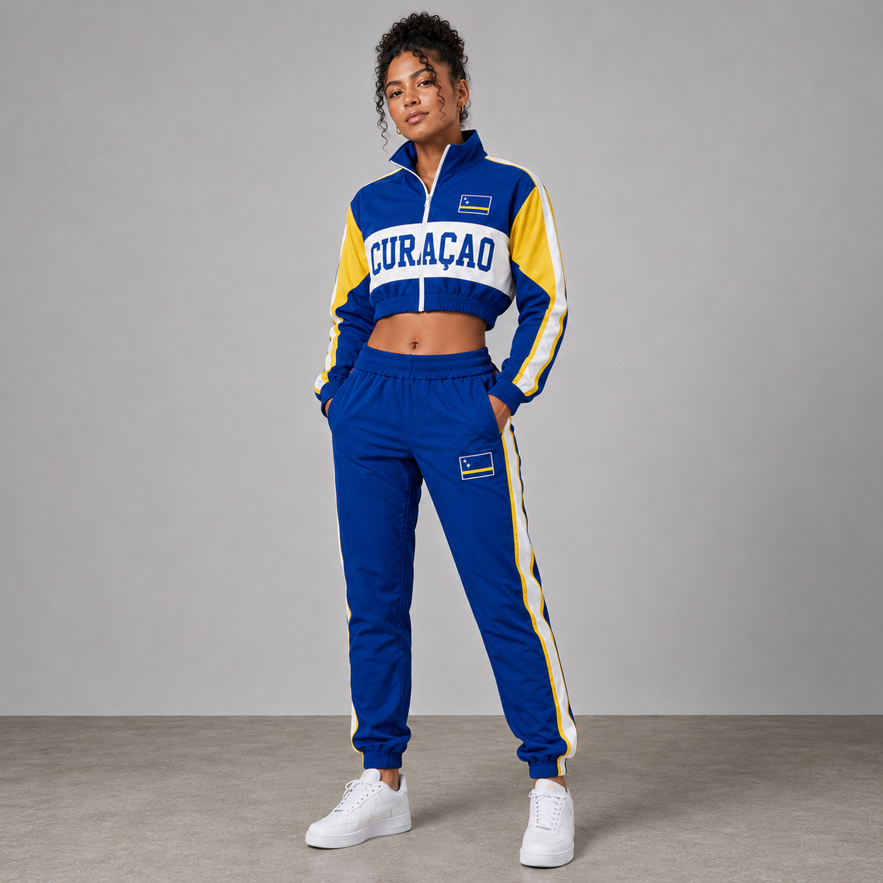 World Cup 2026 Themed Curaçao Football Fan Sweatshirt And Jogger Set