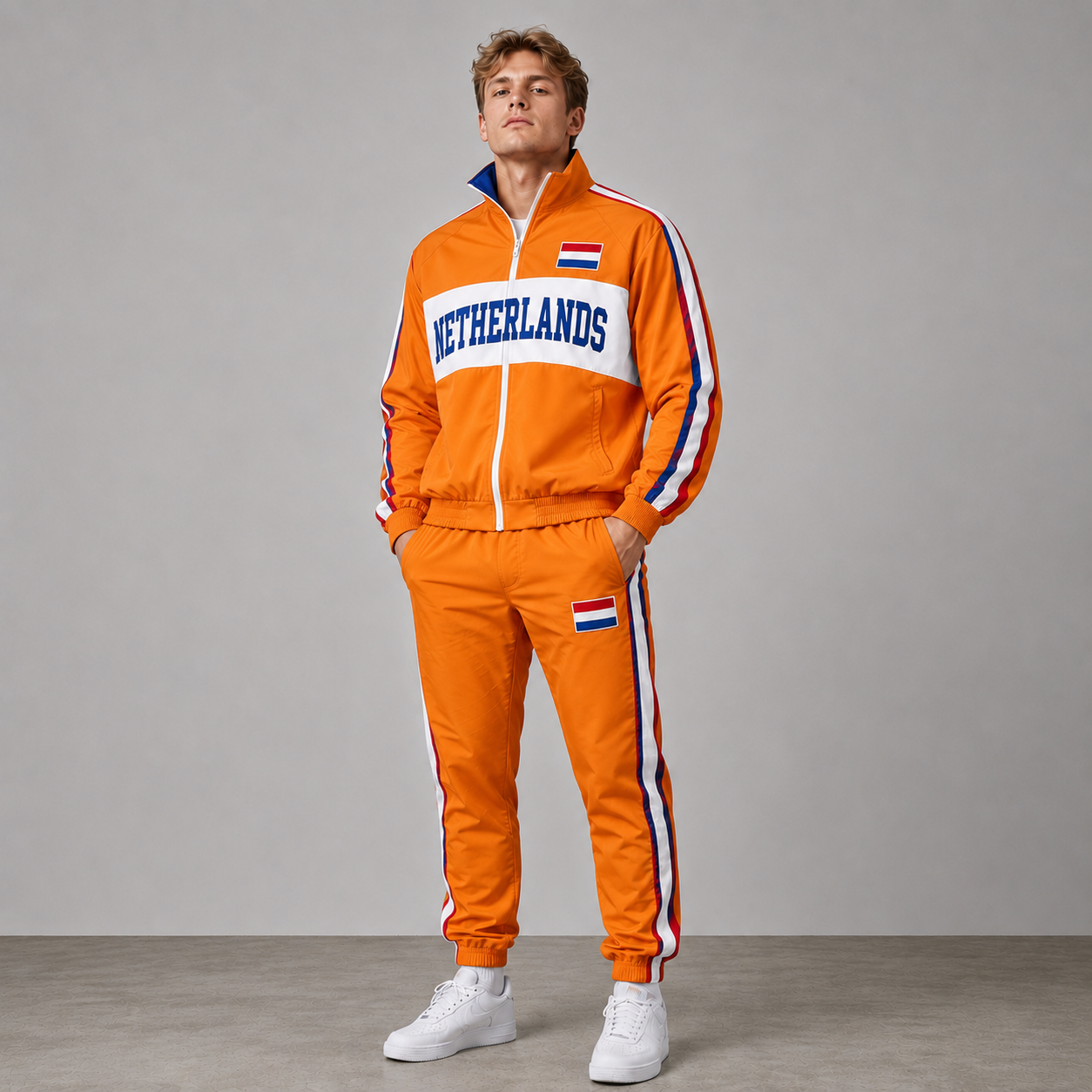 World Cup 2026 Themed Netherlands Football Fan Sweatshirt And Jogger Set