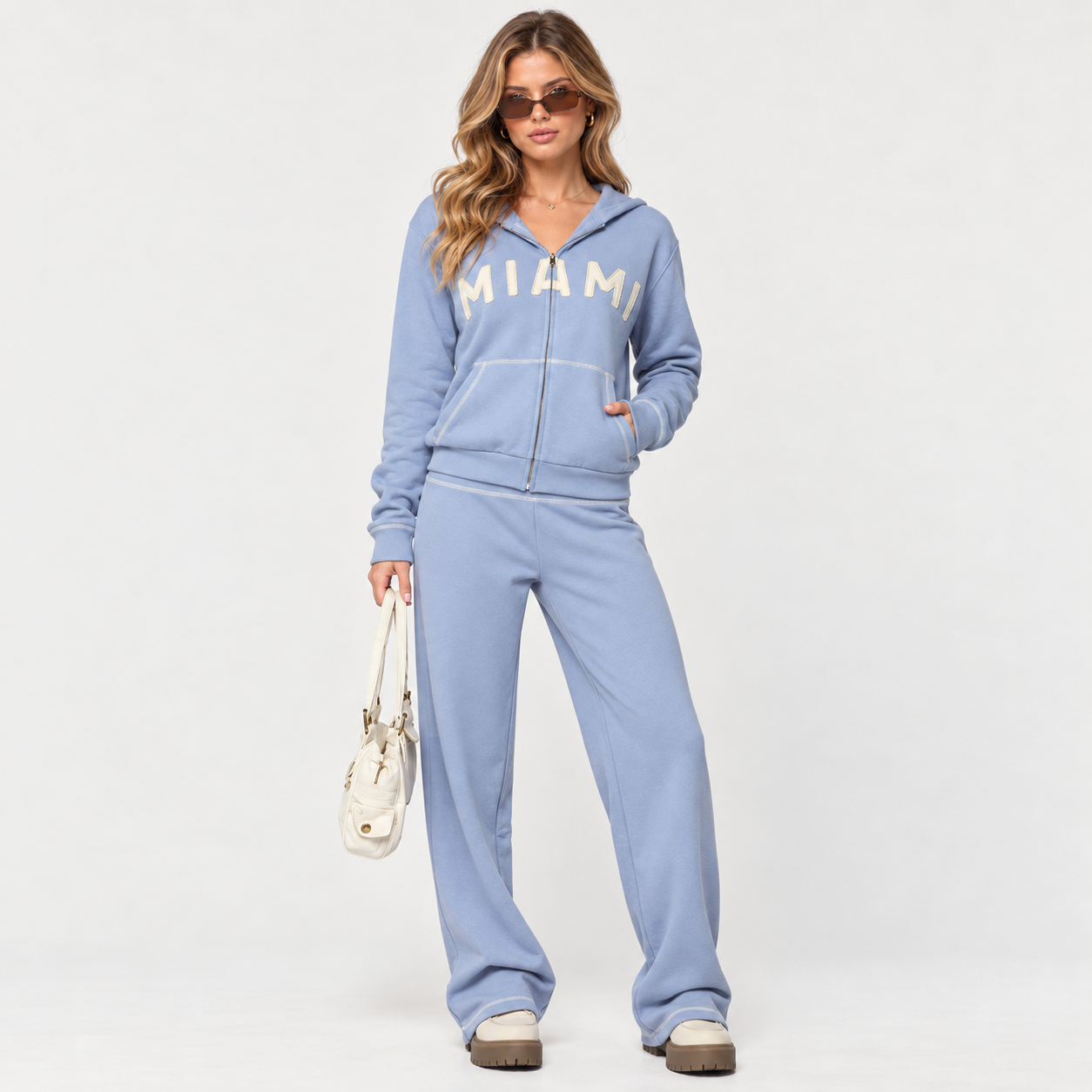 Zip Up Hoodie and Jogger Set with Pockets for Women