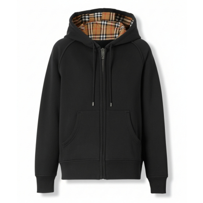 Checkered Hood Zip Up Hoodie