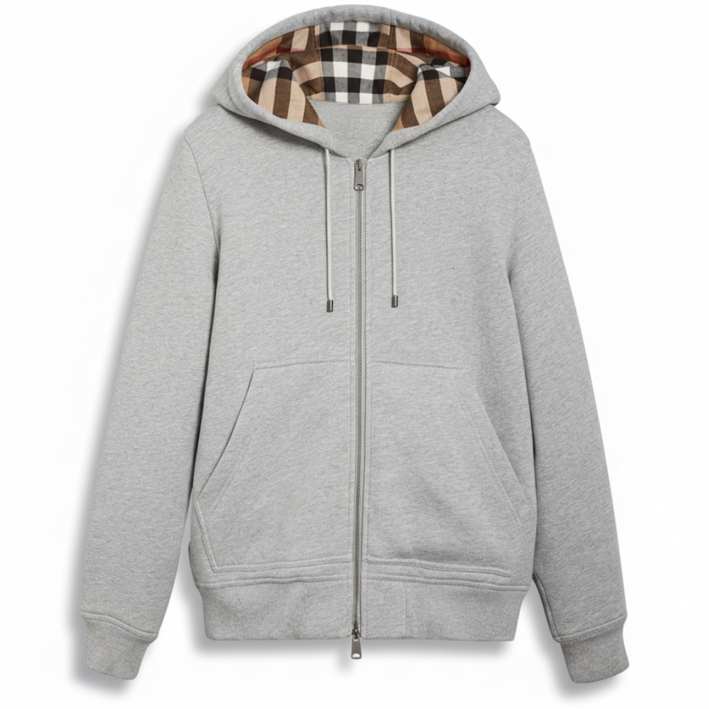 Checkered Hood Zip Up Hoodie