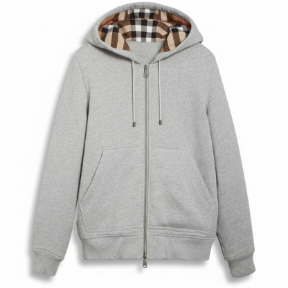 Checkered Hood Zip Up Hoodie