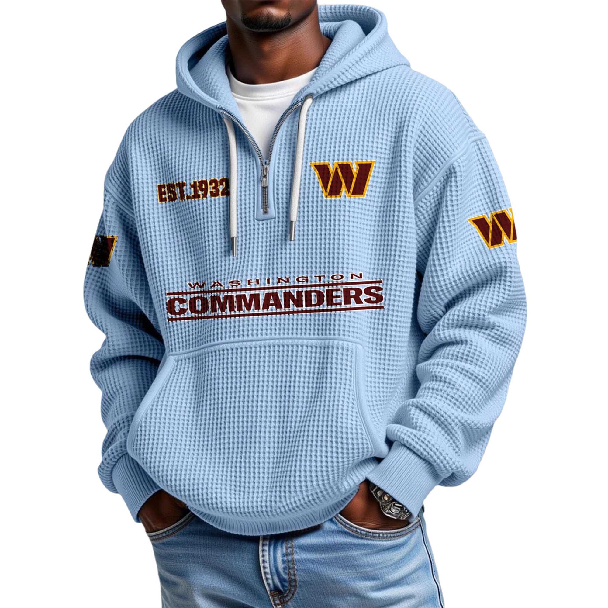 Commanders EST 1932 Quarter Zip Waffle Hoodie