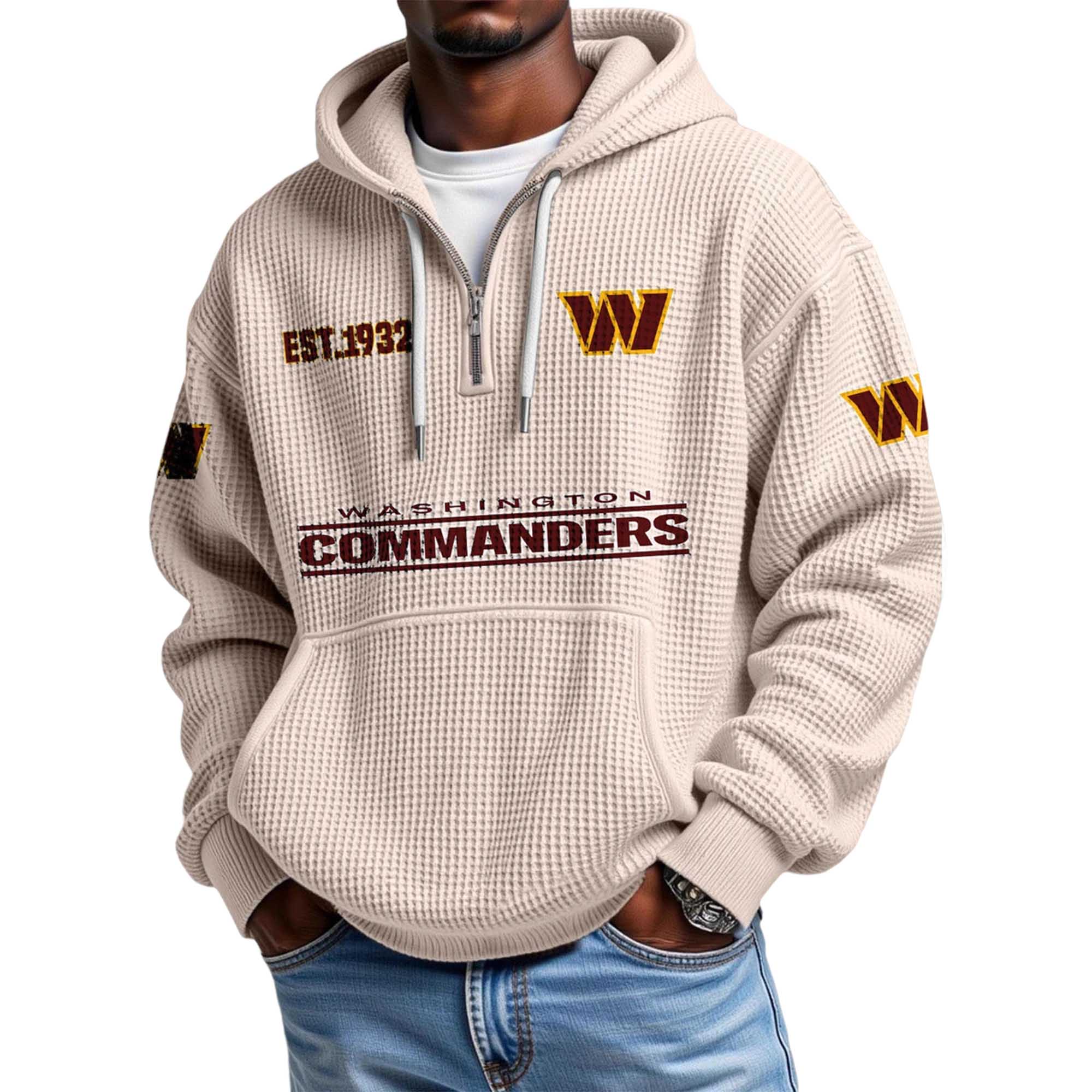 Commanders EST 1932 Quarter Zip Waffle Hoodie