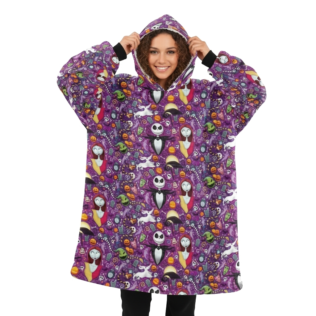 Cozy Oversized Hoodie Blanket With Character Print