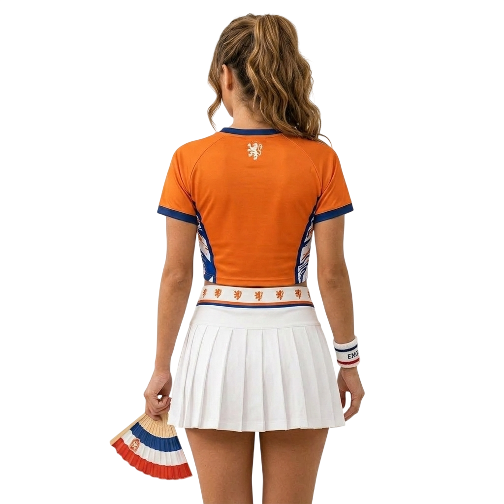 FIFA 2026 Netherlands Football Themed Two Piece Skirt Set For Women