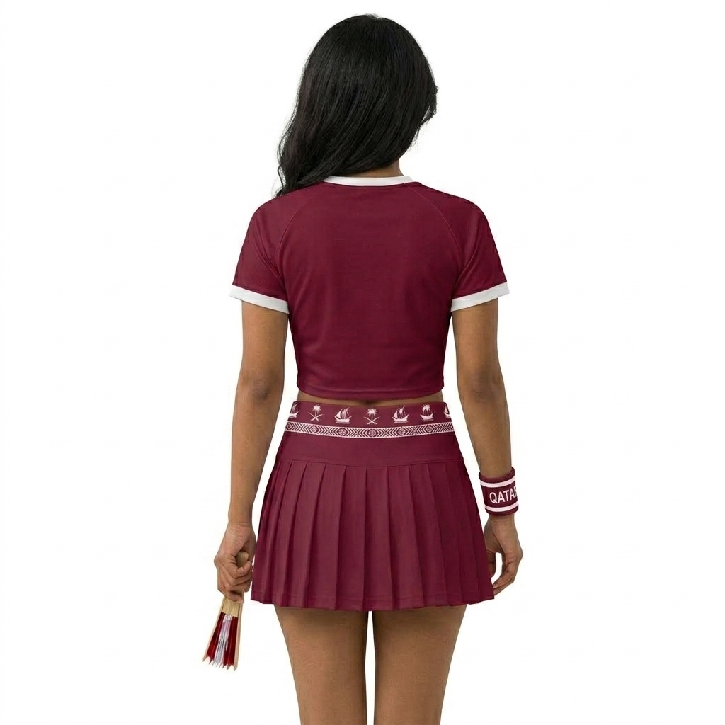 FIFA 2026 Qatar Football Themed Two Piece Skirt Set For Women