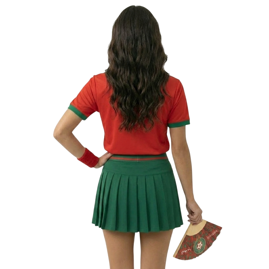 FIFA 2026 Morocco Football Themed Two Piece Skirt Set For Women