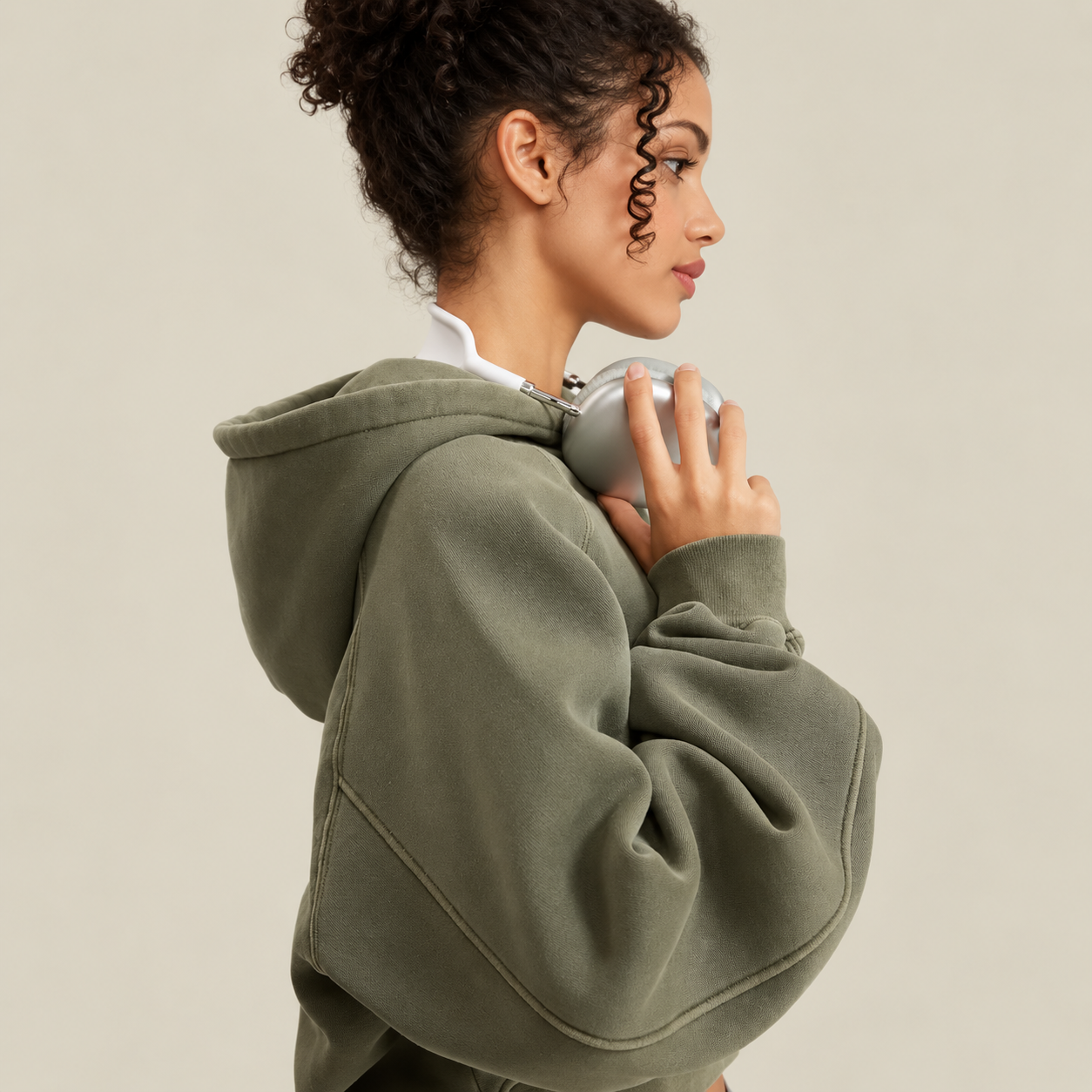 Vintage Wash Fleece Lined Cropped Pullover Hoodie For Women