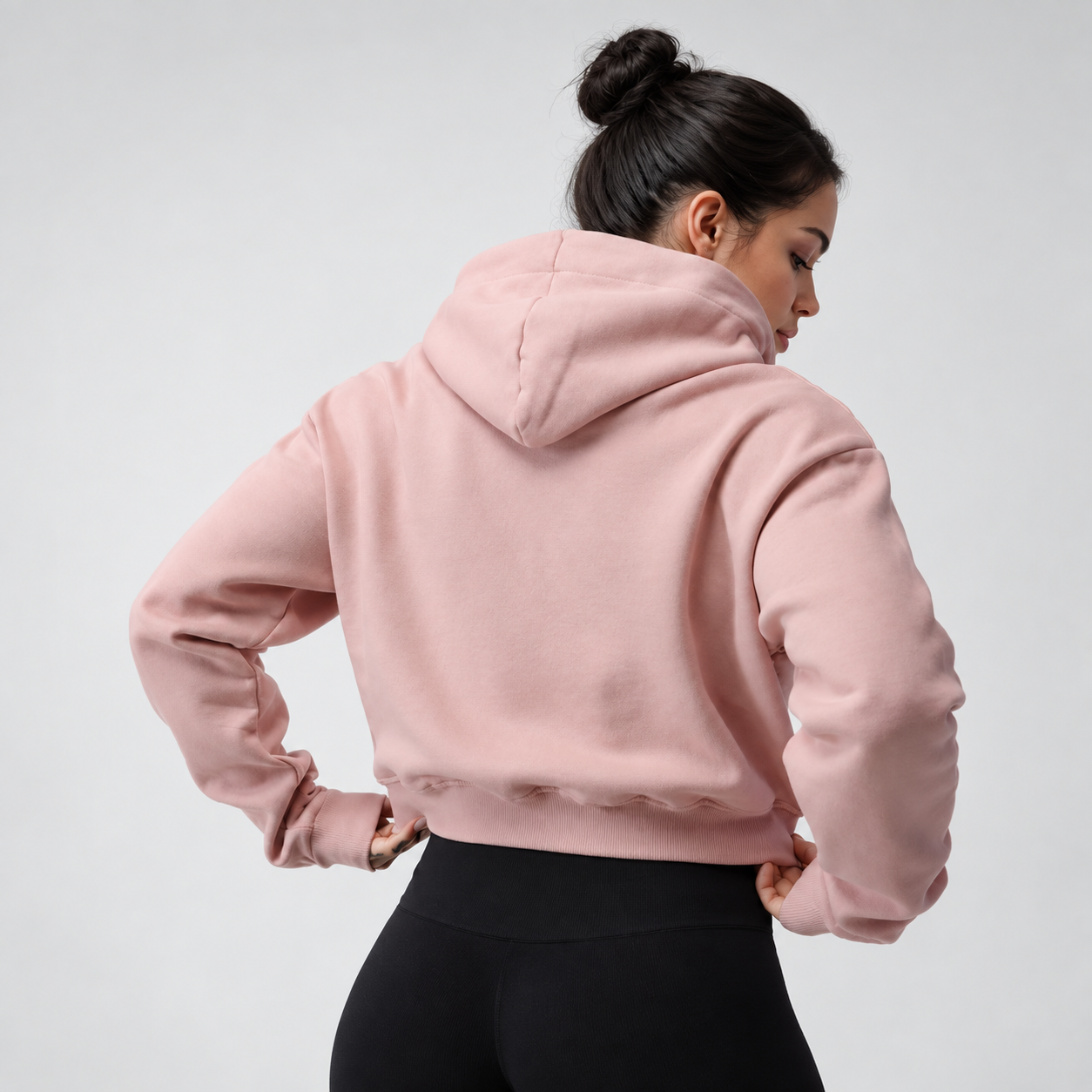Cropped Pullover Hoodie With Long Sleeve For Women