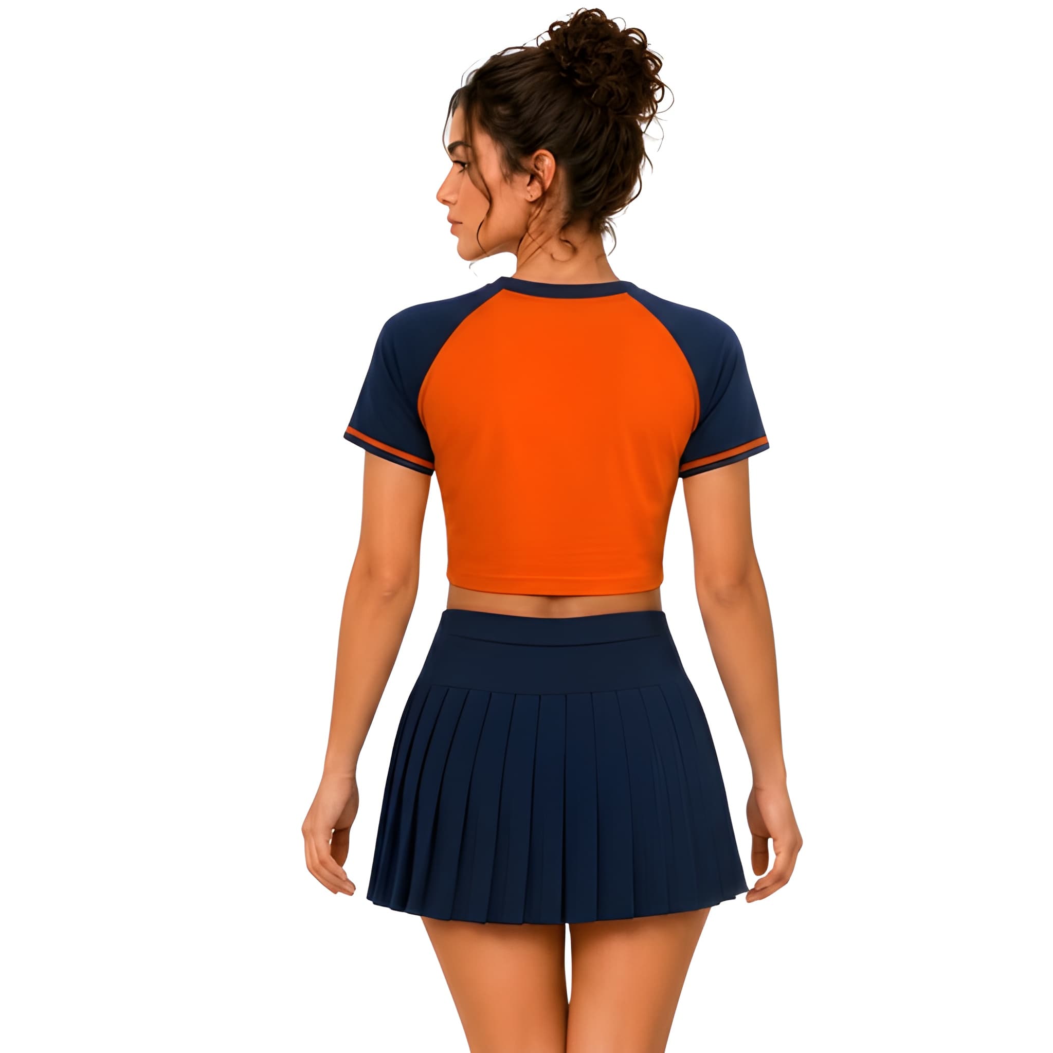 Denver Broncos Football Team Printed Two Piece Top And Skirt Set For Women