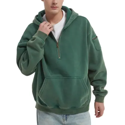 Half Zip Pullover Hoodie with Front Pocket
