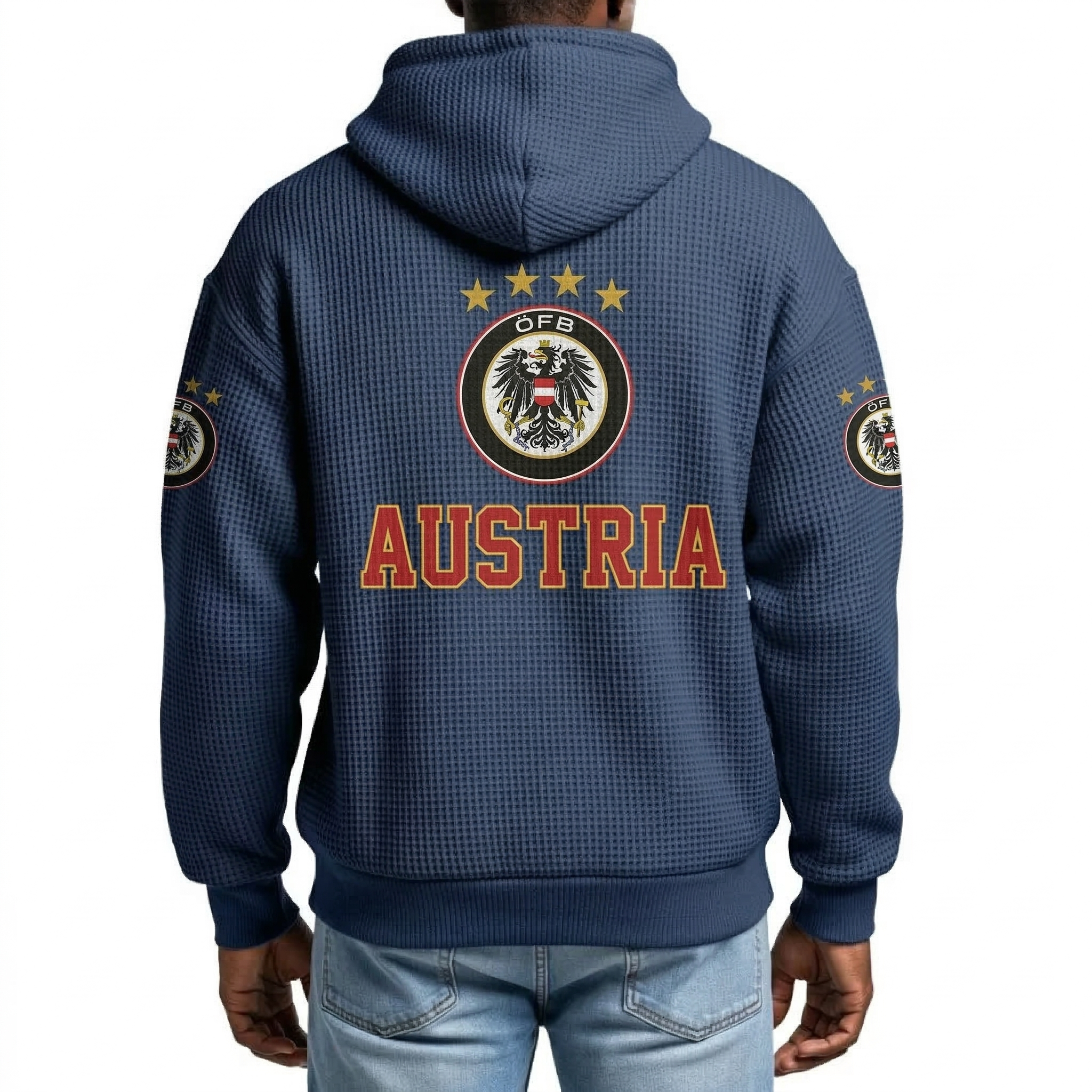 FIFA 2026 Austria Printed Waffle Quarter Zip Football Fan Hoodie