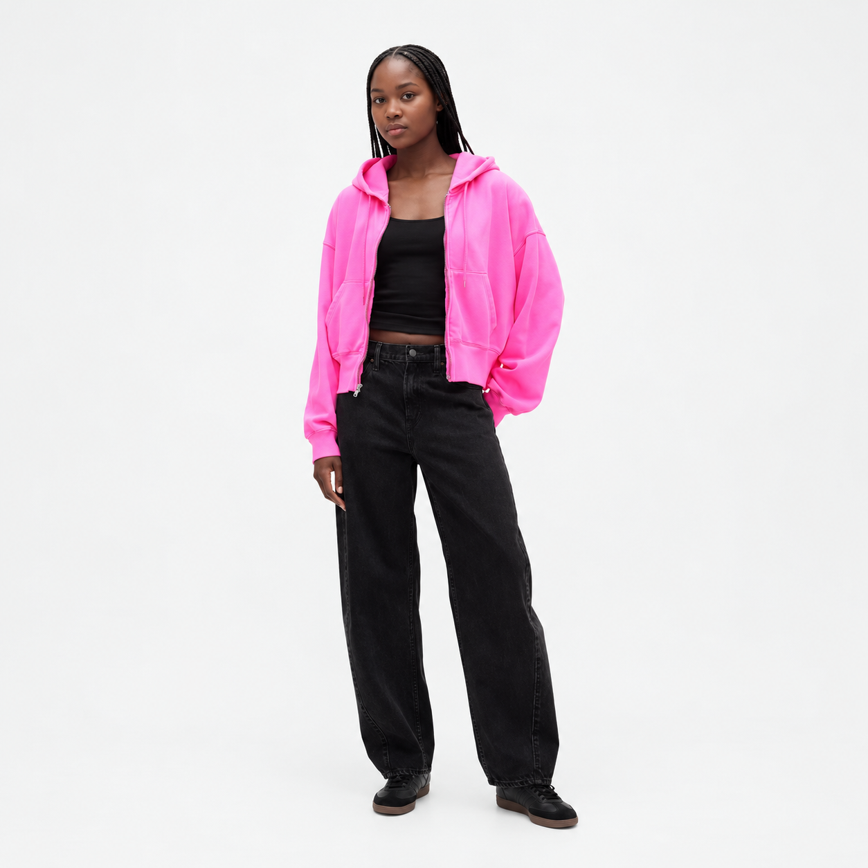 Casual Long Sleeve Zip Up Hoodie For Women