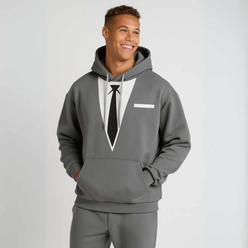 Formal Tie Print Hoodie