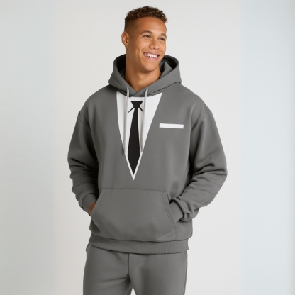 Formal Tie Print Hoodie