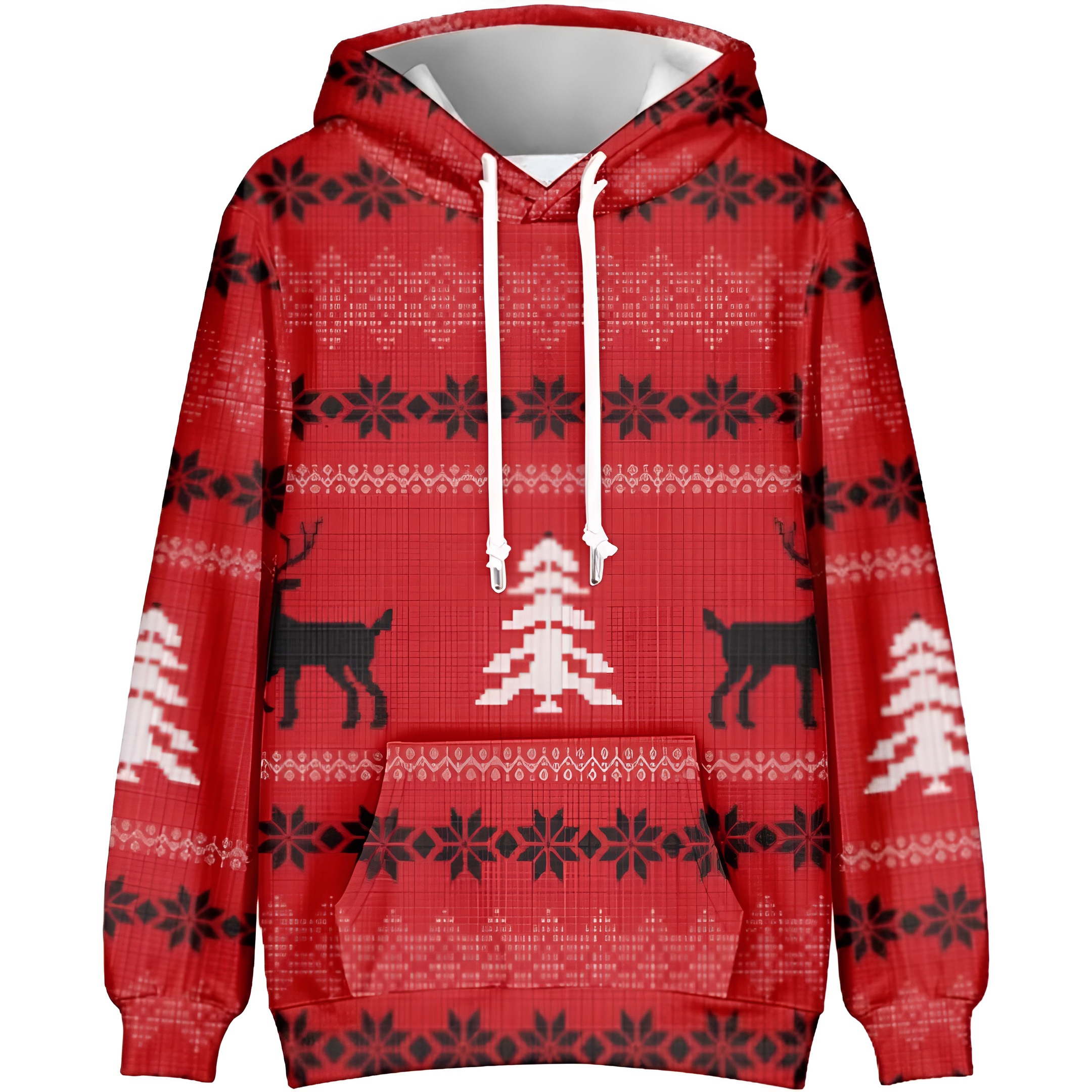 Funny Snowflake Reindeer Graphic Long Sleeve Christmas Hoodies