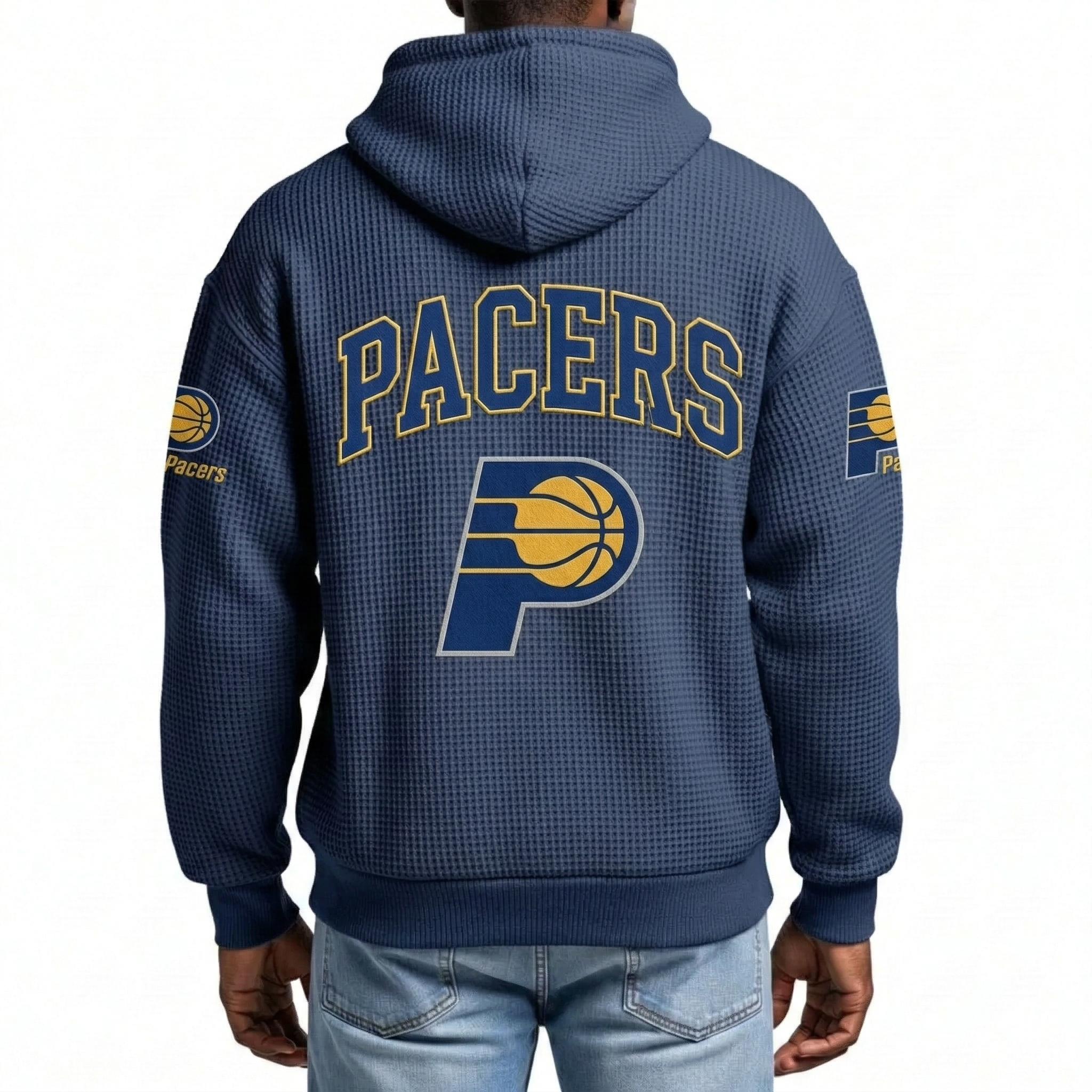 Indiana Pacers EST 1967 Printed Waffle Quarter Zip Basketball Fan Hoodie