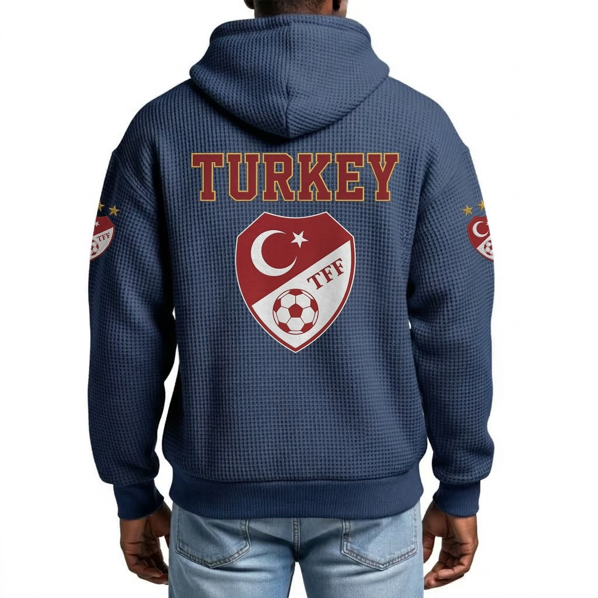FIFA 2026 Turkey Printed Waffle Quarter Zip Football Fan Hoodie