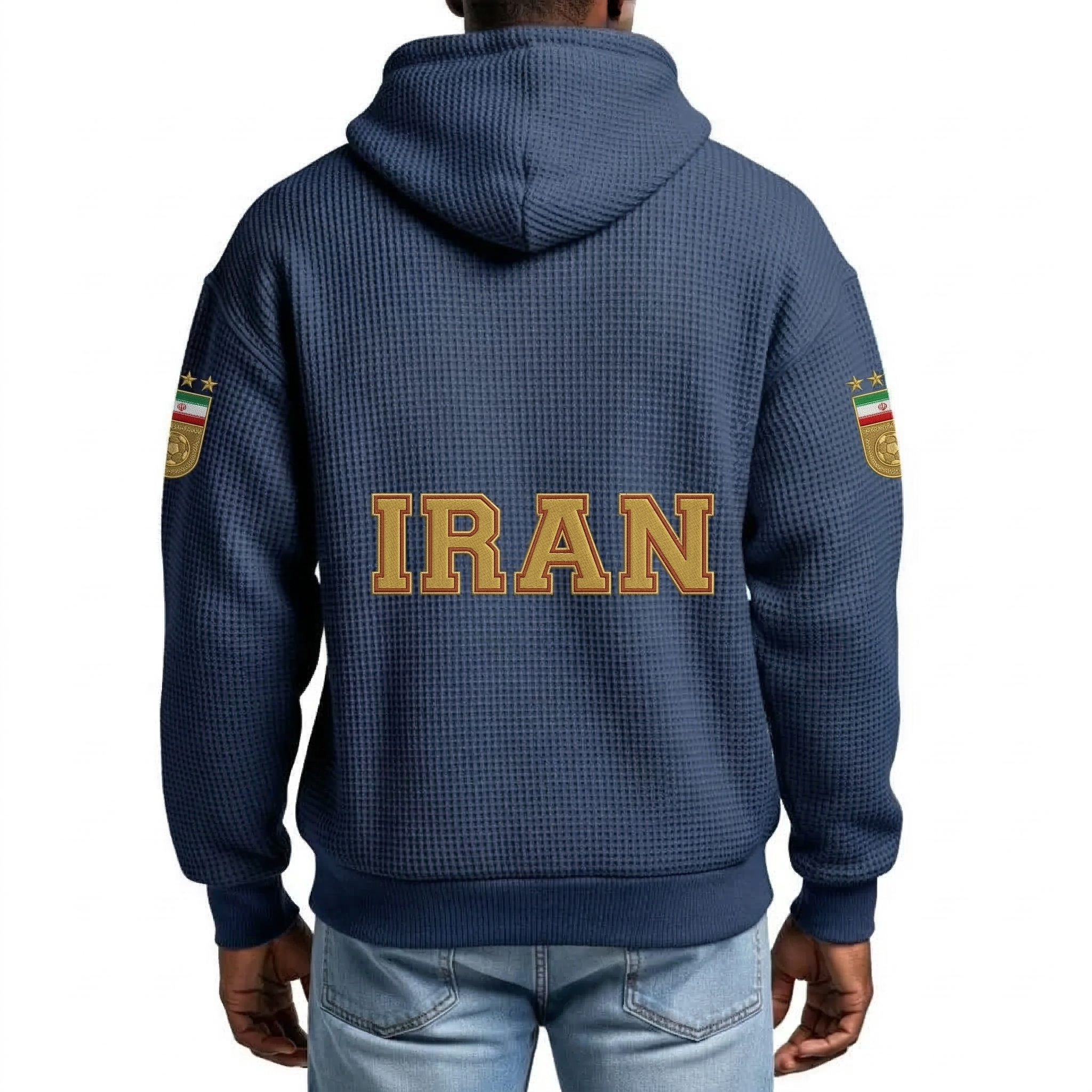 FIFA 2026 Iran Printed Waffle Quarter Zip Football Fan Hoodie