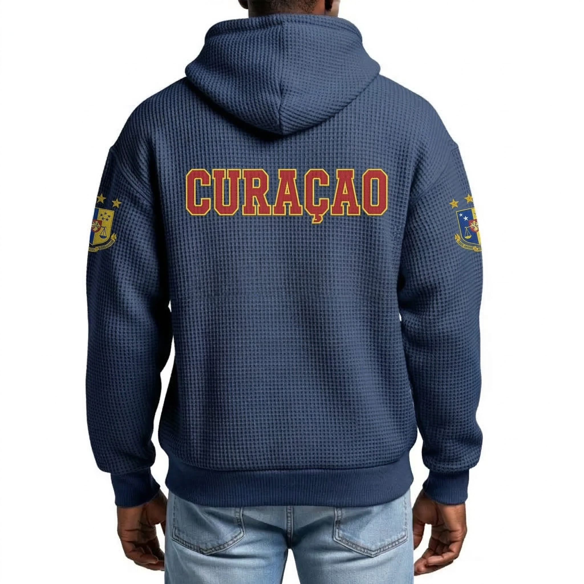 FIFA 2026 Curaçao Printed Waffle Quarter Zip Football Fan Hoodie