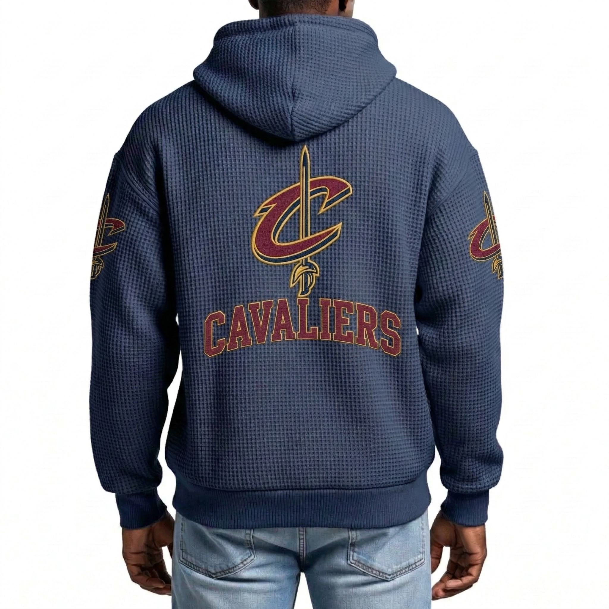 Cleveland Cavaliers EST 1970 Printed Waffle Quarter Zip Basketball Fan Hoodie