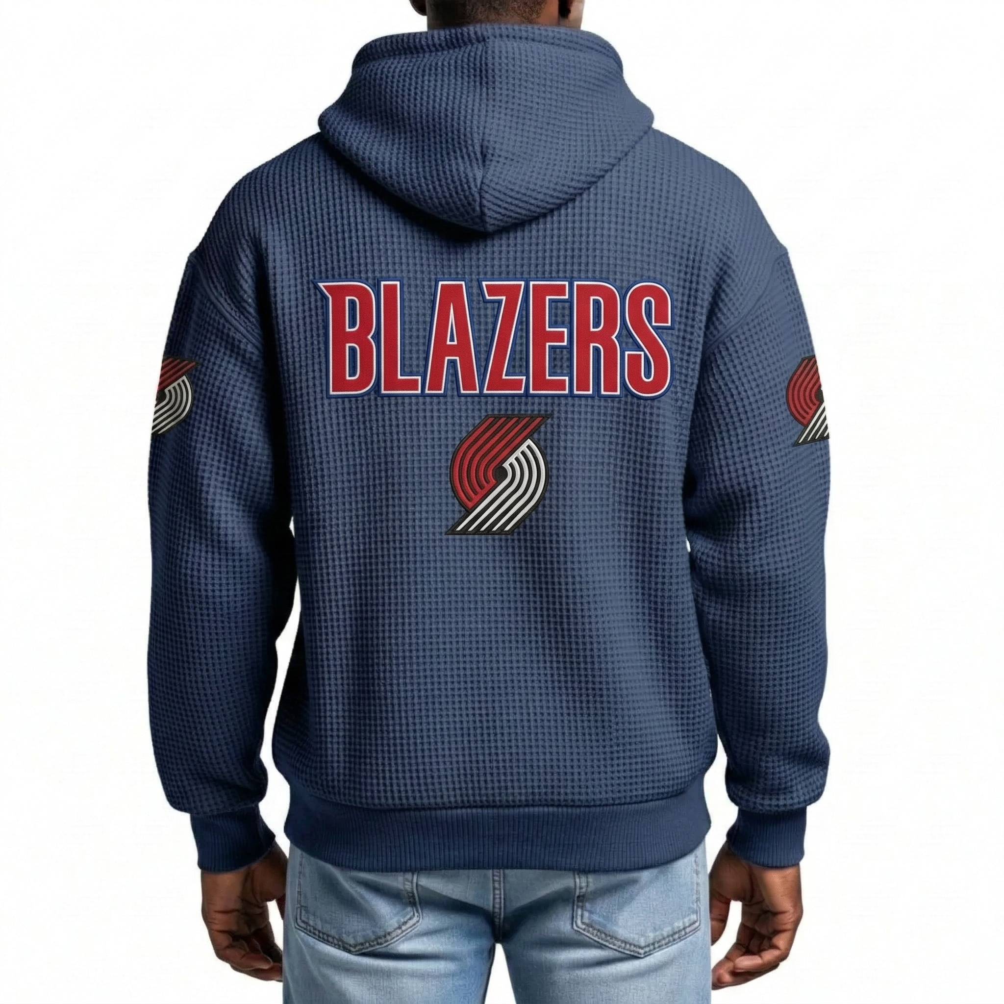 Portland Trail Blazers EST 1970 Printed Waffle Quarter Zip Basketball Fan Hoodie