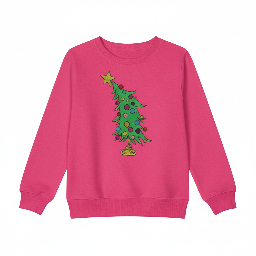 Christmas Tree Sweatshirt with Festive Print For Girls 