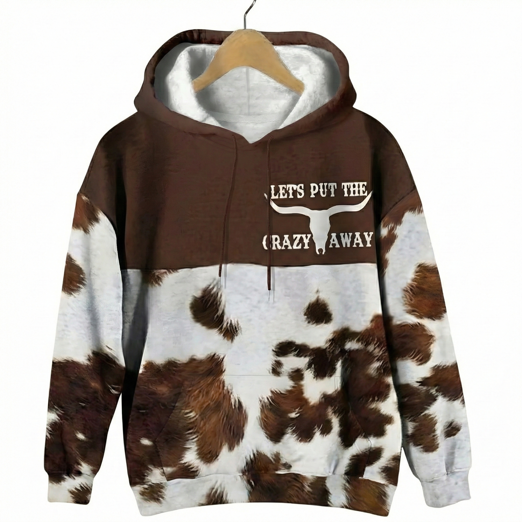 Loose Fit Western Highland Cow Graphic Print Hoodie For Women