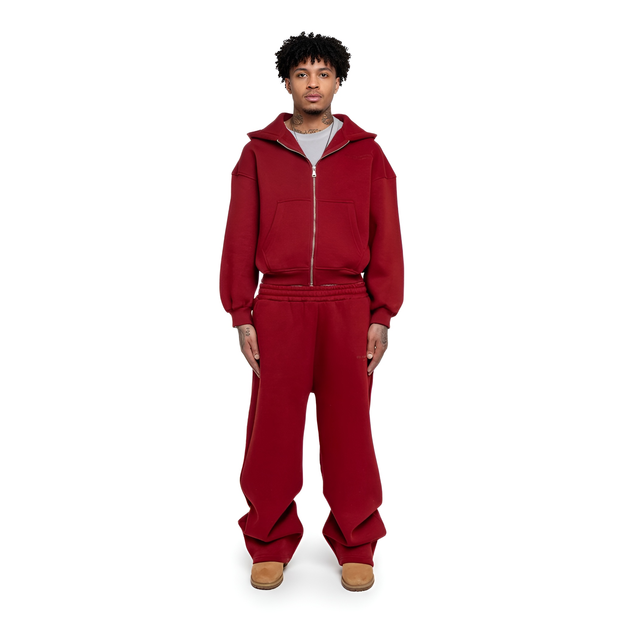 Casual Zip Up Hoodie Wide Jogger Tracksuit