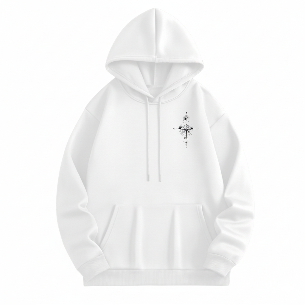 Men Oversized Fleece Hoodie With a Starry Night And Mountain Graphic